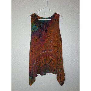 VTG 90s Tucan Tango Tie Dye Hippie Flowy Tank Top BoHo Womens
